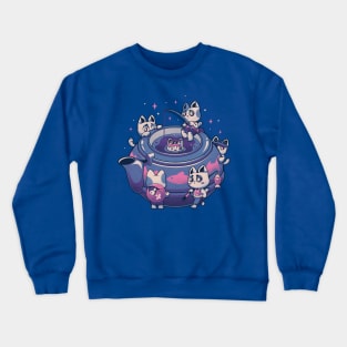 Plenty Cats in the Tea - Cute Fishing Kitty Gift Crewneck Sweatshirt